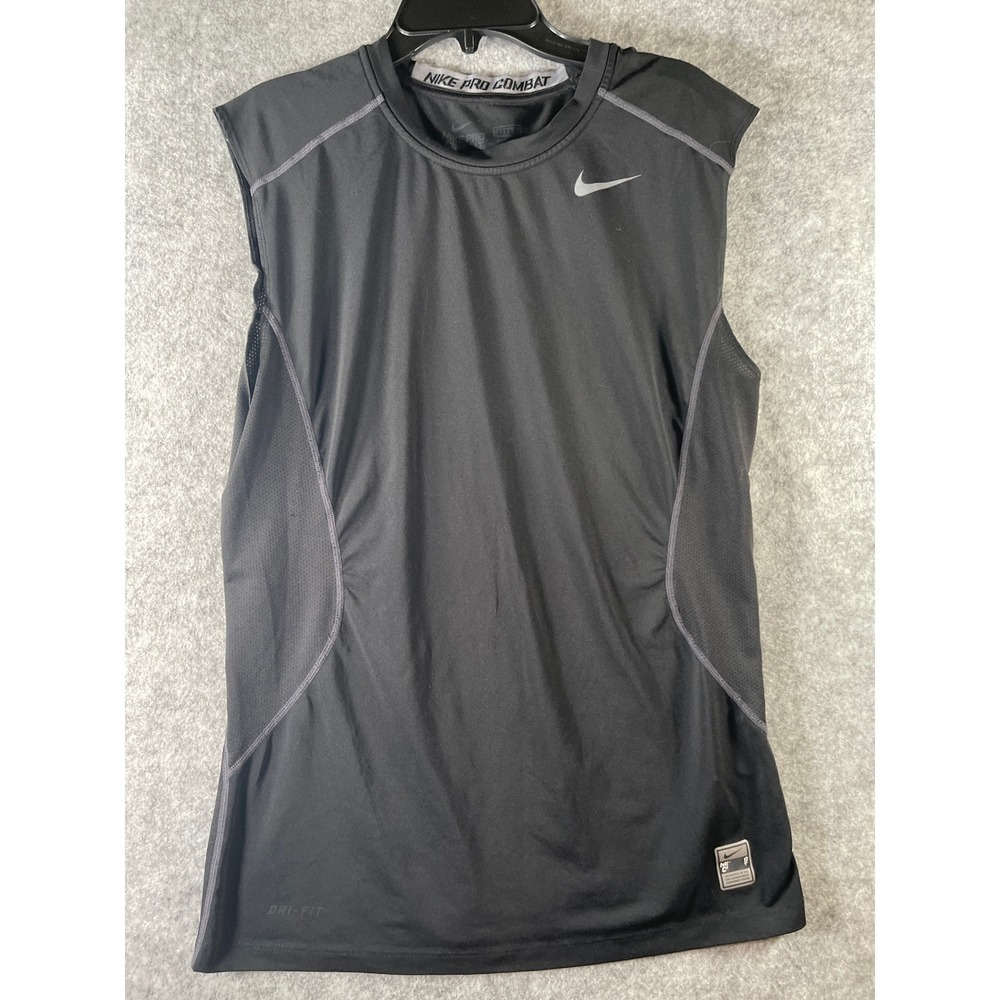 Nike Pro Combat Mens Small Black Dri-FIT Sleeveless Fitted Training Shirt